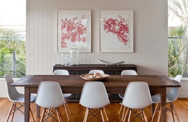 Statement Artwork in Dining Room