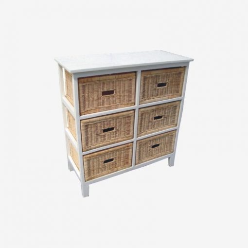 Wooden Frame Canned 6 Drawers Tall Cabinet by IFO