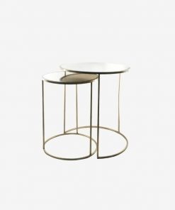 S/2 Soho Round Nest Table Brass Mirr from Instant Furniture Outlet