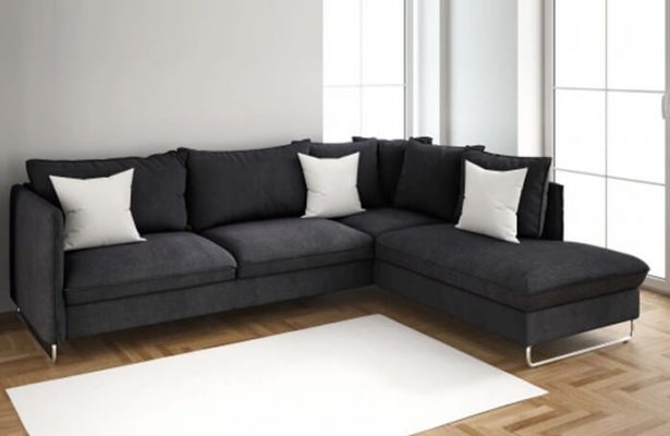 Black couch with white pillow