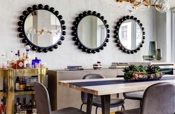 Statement Mirrors in dining room
