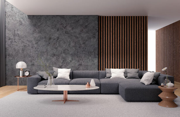 Designer wallpaper in living room Instant furniture outlet