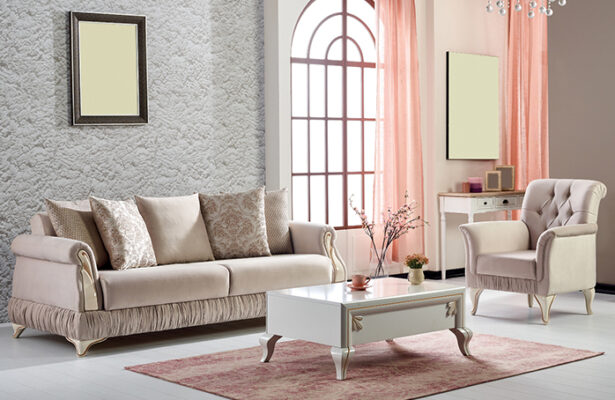 modern sofa with antique coffee table by instant furniture outlet